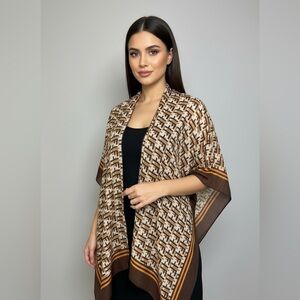 Brown Patterned Wrap Shawl - Women Accessories